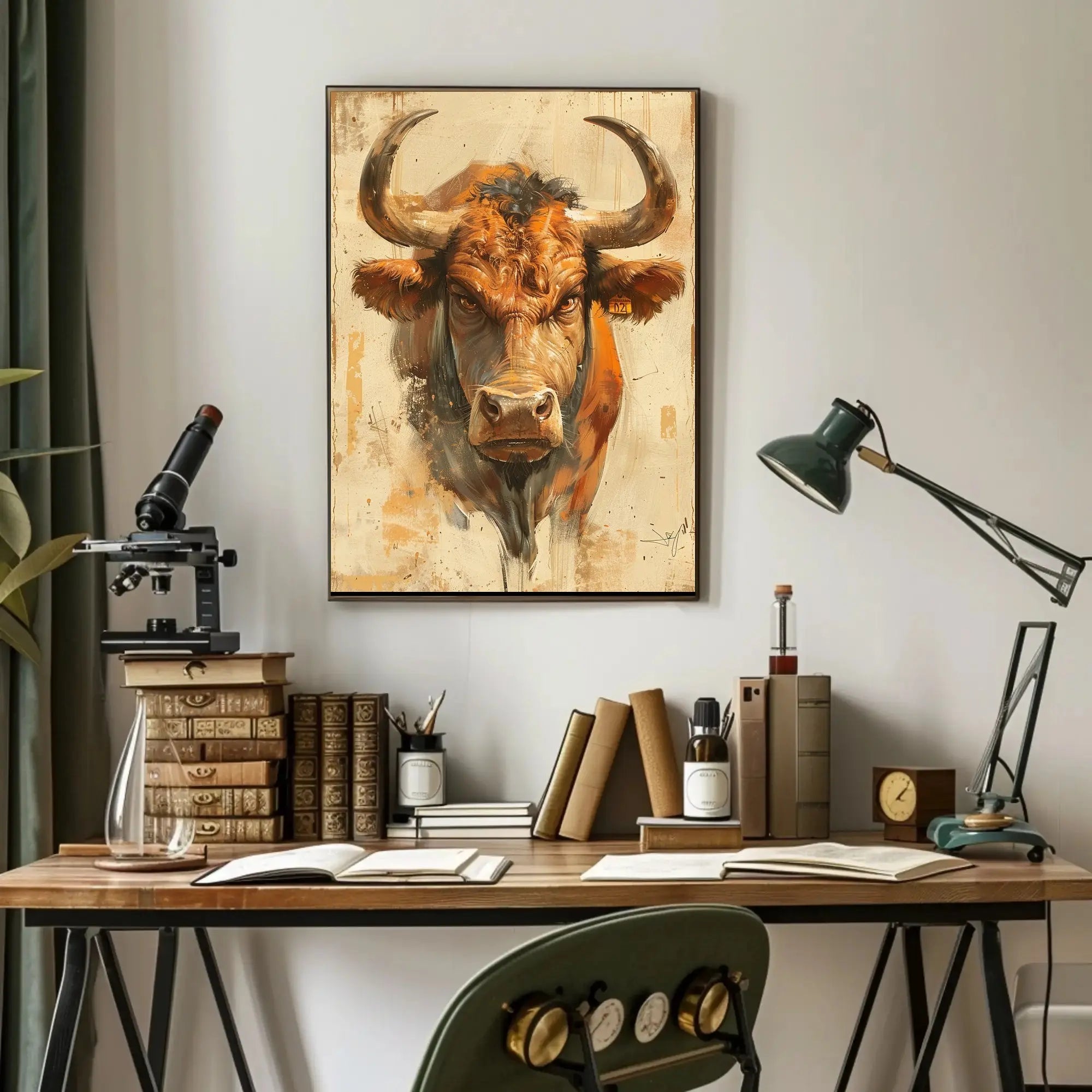 Powerful Bull Artistic Design Print Animal Poster PosterGoat