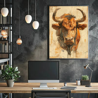 Powerful Bull Artistic Design Print Animal Poster PosterGoat