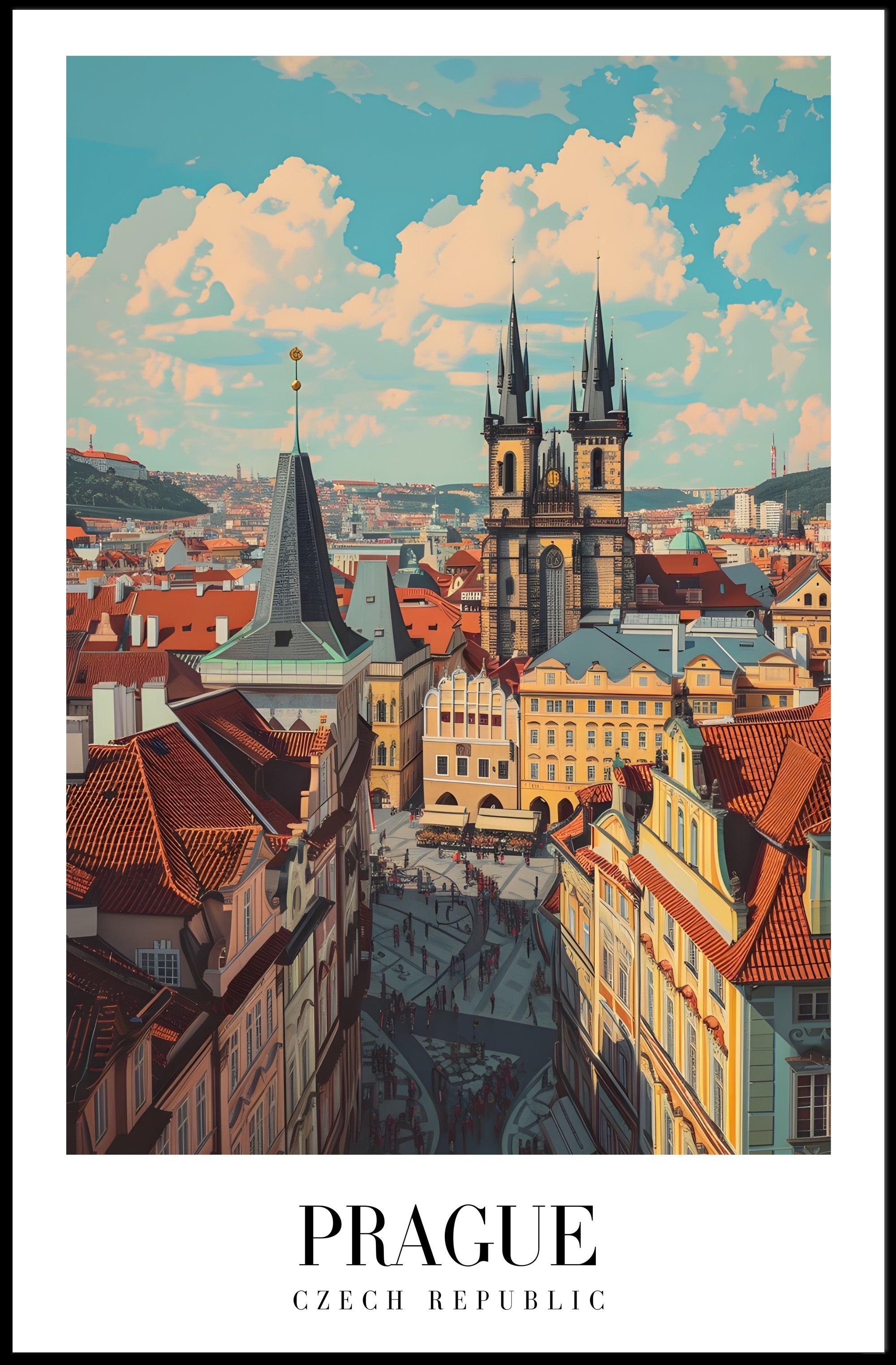 Prague Architectural Beauty in a Cityscape Poster PosterGoat