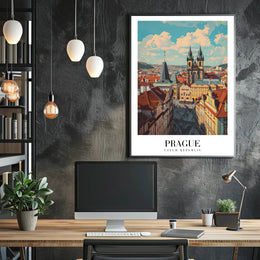 Prague Architectural Beauty in a Cityscape Poster PosterGoat