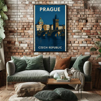 Prague Architectural Elegance Vintage Travel and Heritage Poster PosterGoat