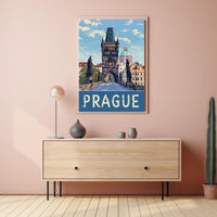 Prague Charles Bridge Travel Artwork - Urban or Cityscape Poster PosterGoat