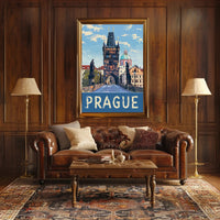 Prague Charles Bridge Travel Artwork - Urban or Cityscape Poster PosterGoat
