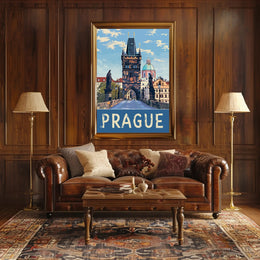 Prague Charles Bridge Travel Artwork - Urban or Cityscape Poster PosterGoat