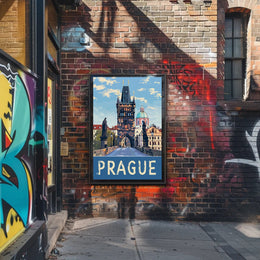 Prague Charles Bridge Travel Artwork - Urban or Cityscape Poster PosterGoat