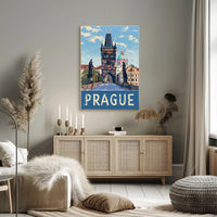 Prague Charles Bridge Travel Artwork - Urban or Cityscape Poster PosterGoat