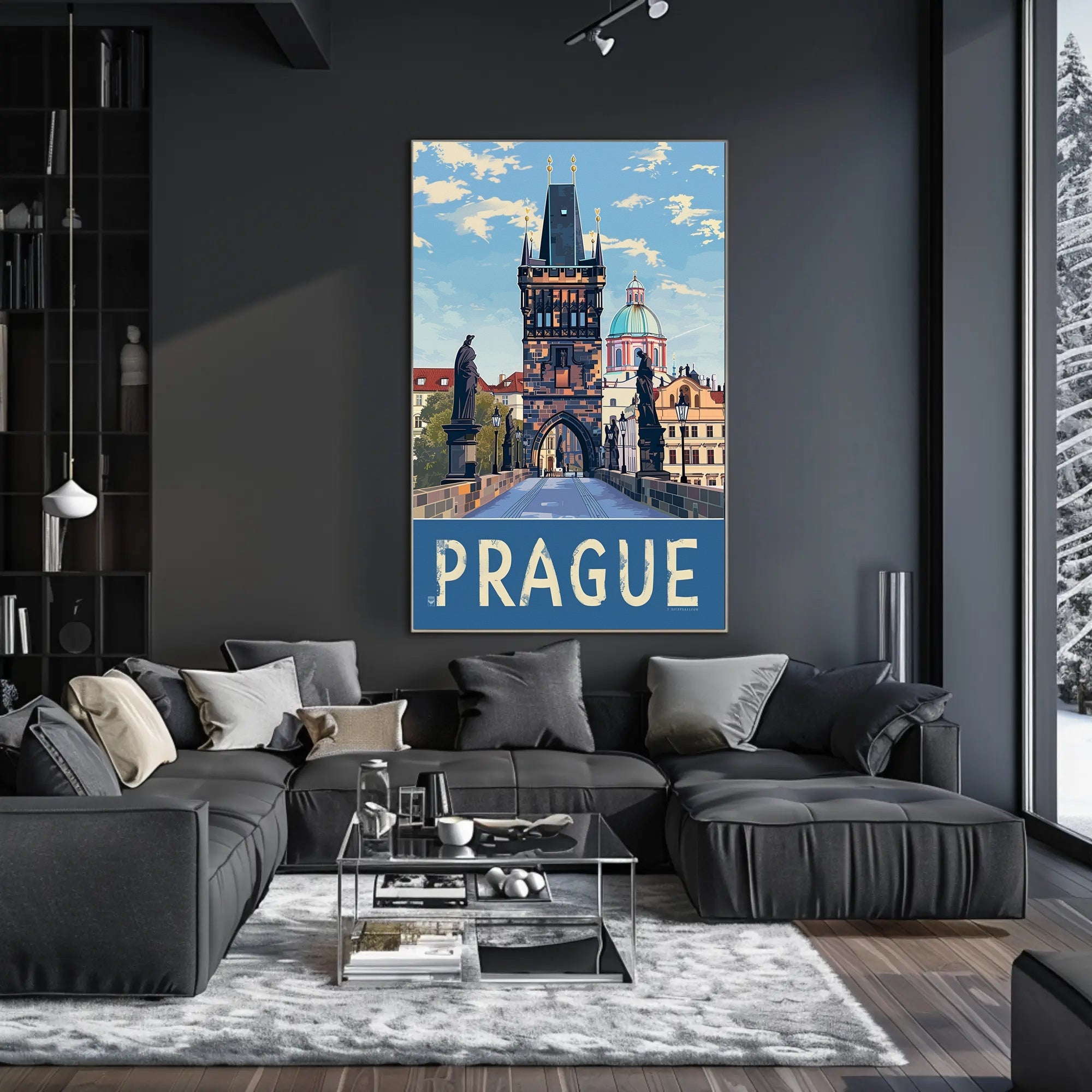 Prague Charles Bridge Travel Artwork - Urban or Cityscape Poster PosterGoat