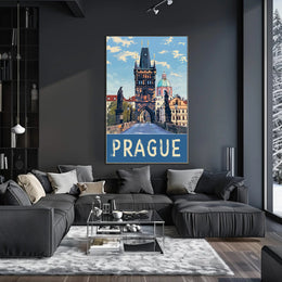 Prague Charles Bridge Travel Artwork - Urban or Cityscape Poster PosterGoat