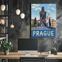 Prague Charles Bridge Travel Artwork - Urban or Cityscape Poster PosterGoat