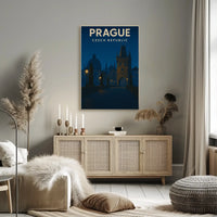 Prague Nightscape: Historic Beauty Travel Poster PosterGoat