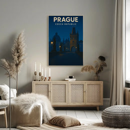 Prague Nightscape: Historic Beauty Travel Poster PosterGoat