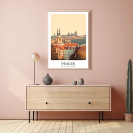 Prague Vintage Cityscape Travel Poster PosterGoat