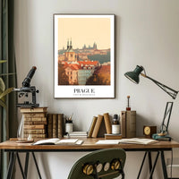 Prague Vintage Cityscape Travel Poster PosterGoat