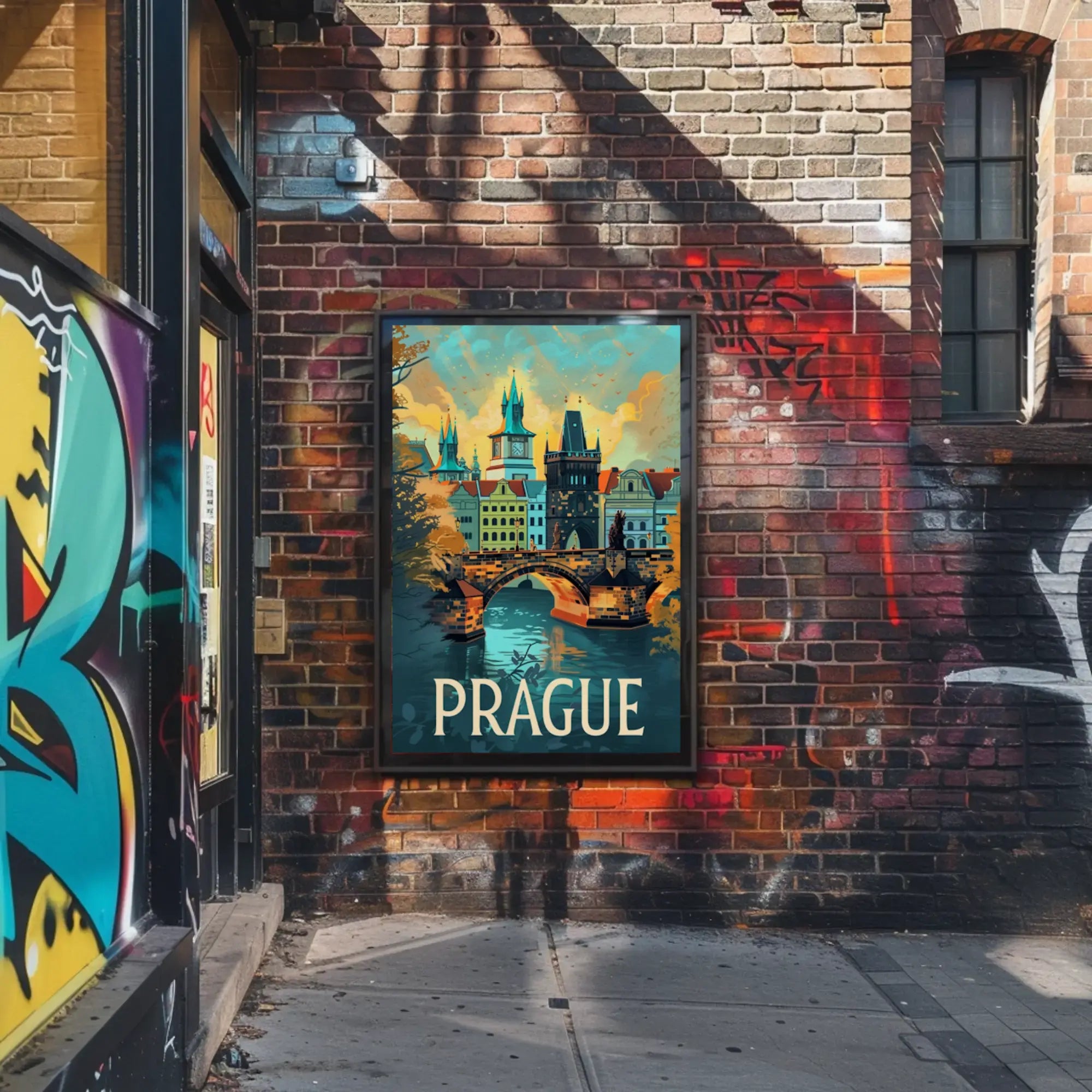 Prague's Iconic Charles Bridge Travel Poster PosterGoat