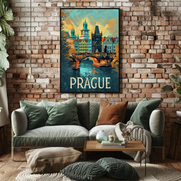 Prague's Iconic Charles Bridge Travel Poster PosterGoat