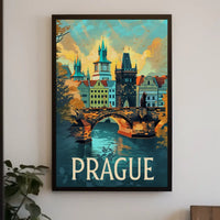 Prague's Iconic Charles Bridge Travel Poster PosterGoat