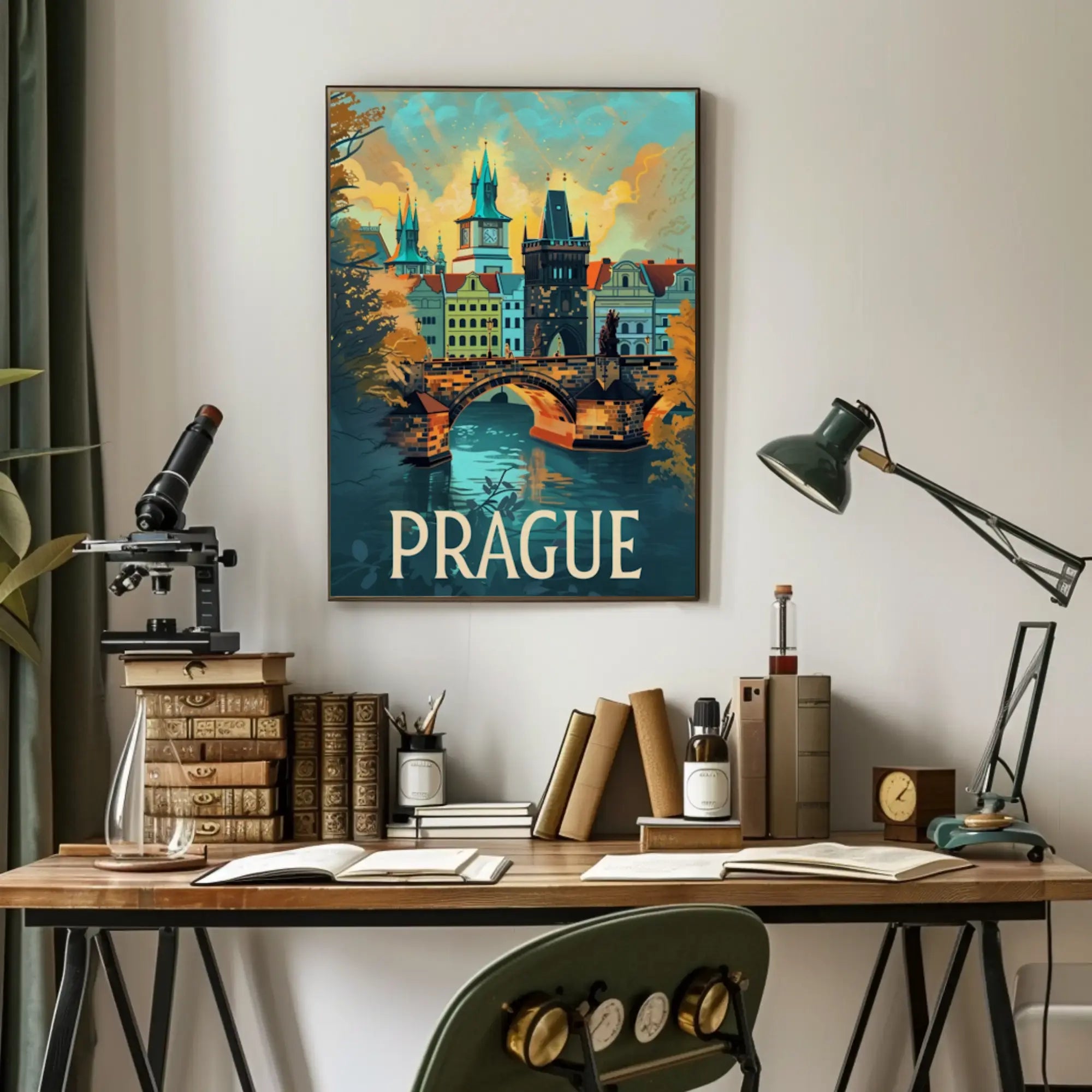 Prague's Iconic Charles Bridge Travel Poster PosterGoat
