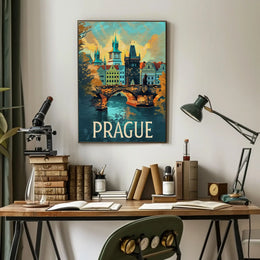 Prague's Iconic Charles Bridge Travel Poster PosterGoat