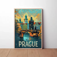 Prague's Iconic Charles Bridge Travel Poster PosterGoat