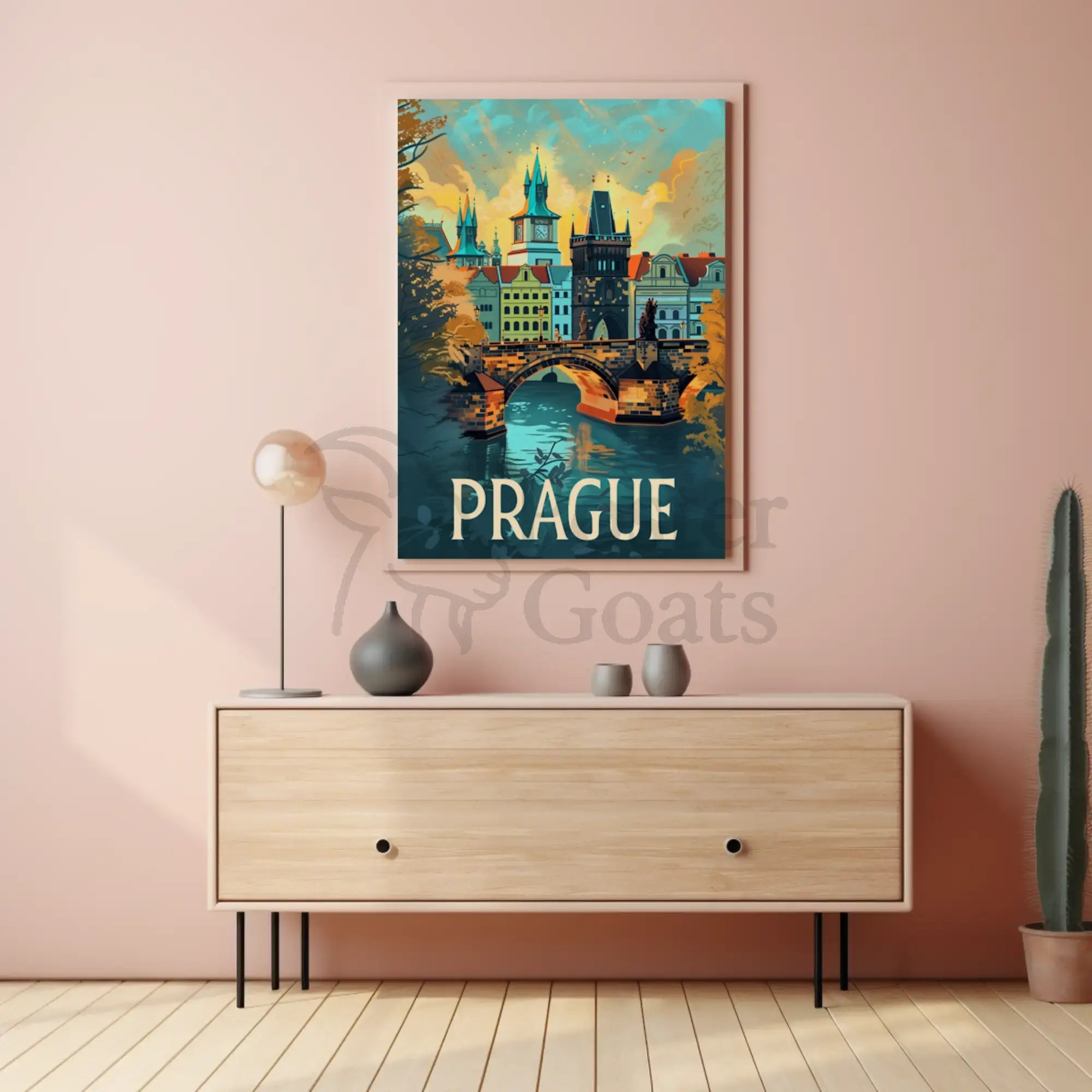 Prague's Iconic Charles Bridge Travel Poster PosterGoat