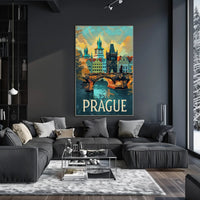 Prague's Iconic Charles Bridge Travel Poster PosterGoat