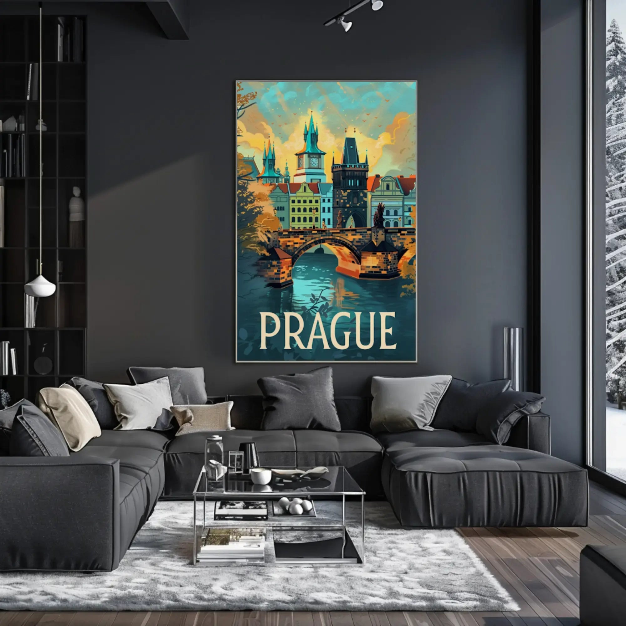 Prague's Iconic Charles Bridge Travel Poster PosterGoat
