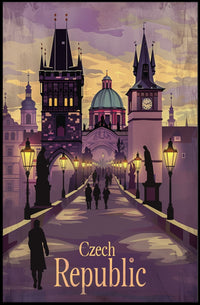 Prague's Iconic Skyline in Vintage Travel Poster PosterGoat