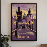 Prague's Iconic Skyline in Vintage Travel Poster PosterGoat