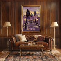 Prague's Iconic Skyline in Vintage Travel Poster PosterGoat