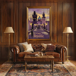 Prague's Iconic Skyline in Vintage Travel Poster PosterGoat