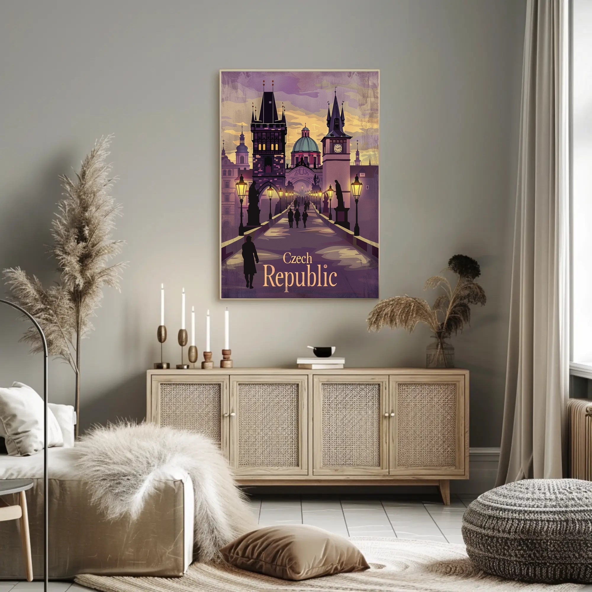 Prague's Iconic Skyline in Vintage Travel Poster PosterGoat