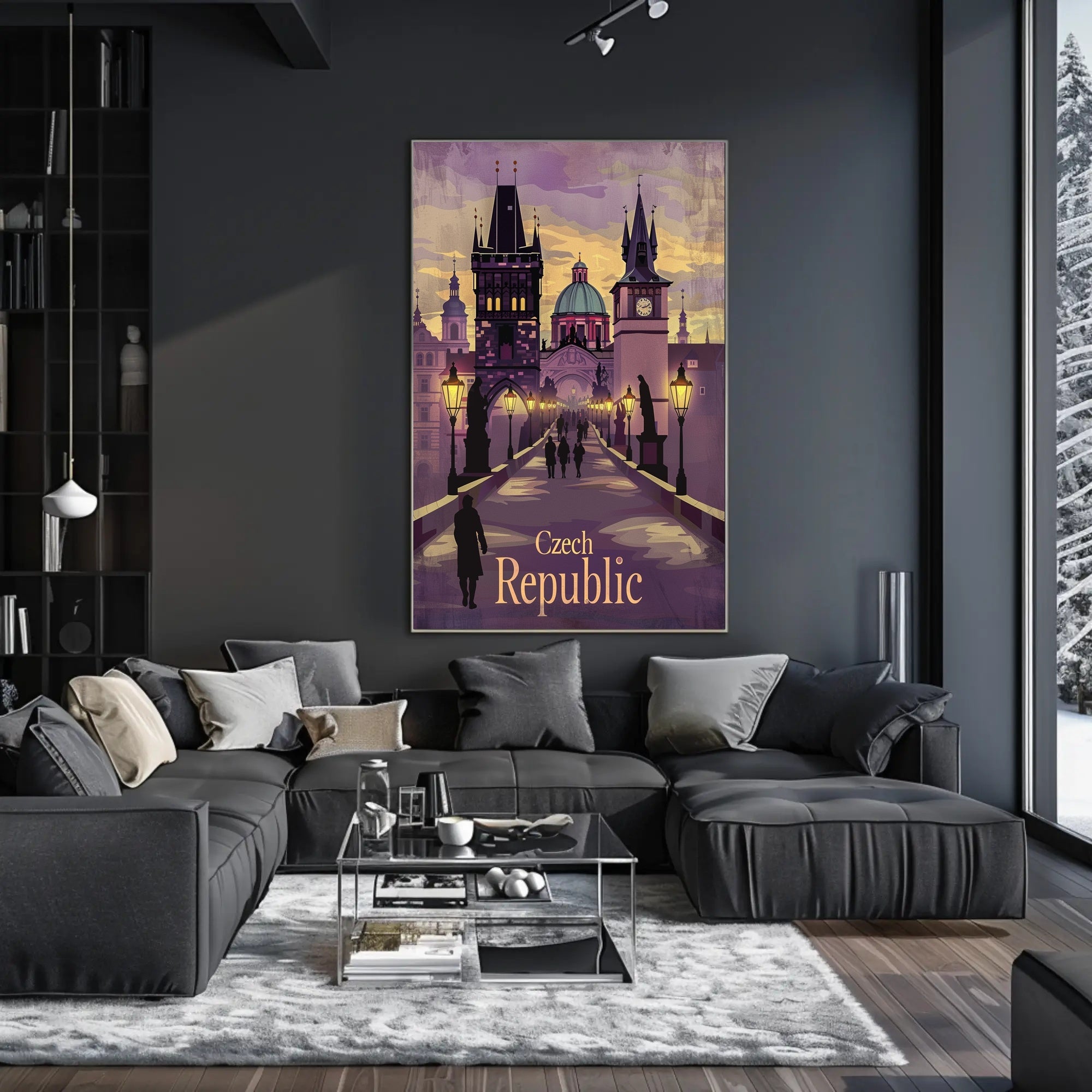 Prague's Iconic Skyline in Vintage Travel Poster PosterGoat