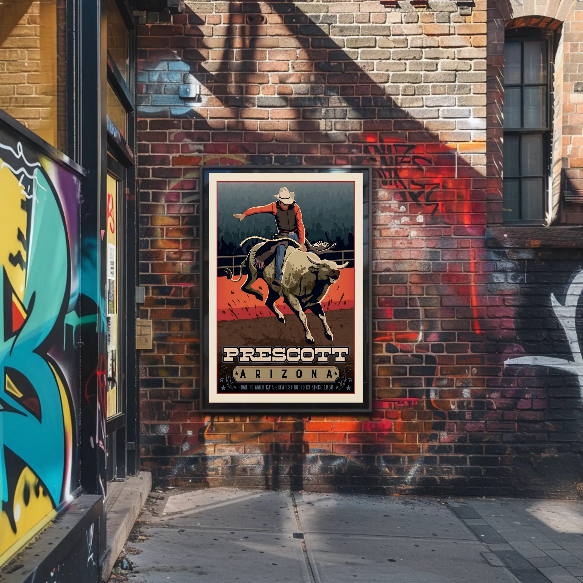Prescott Rodeo Lifestyle Vintage Art Sports Poster PosterGoat