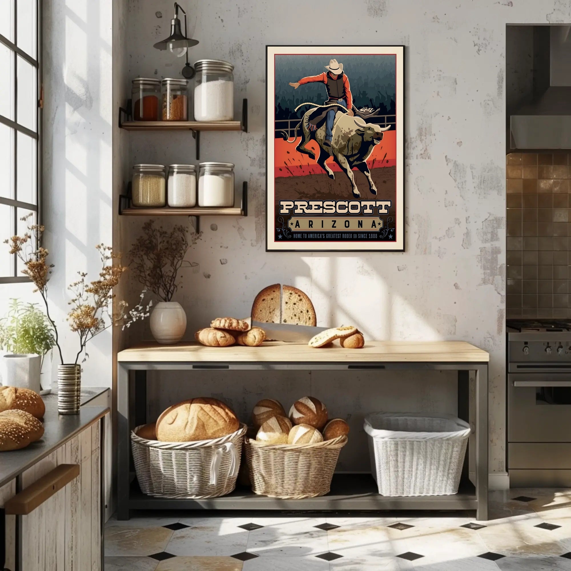 Prescott Rodeo Lifestyle Vintage Art Sports Poster PosterGoat