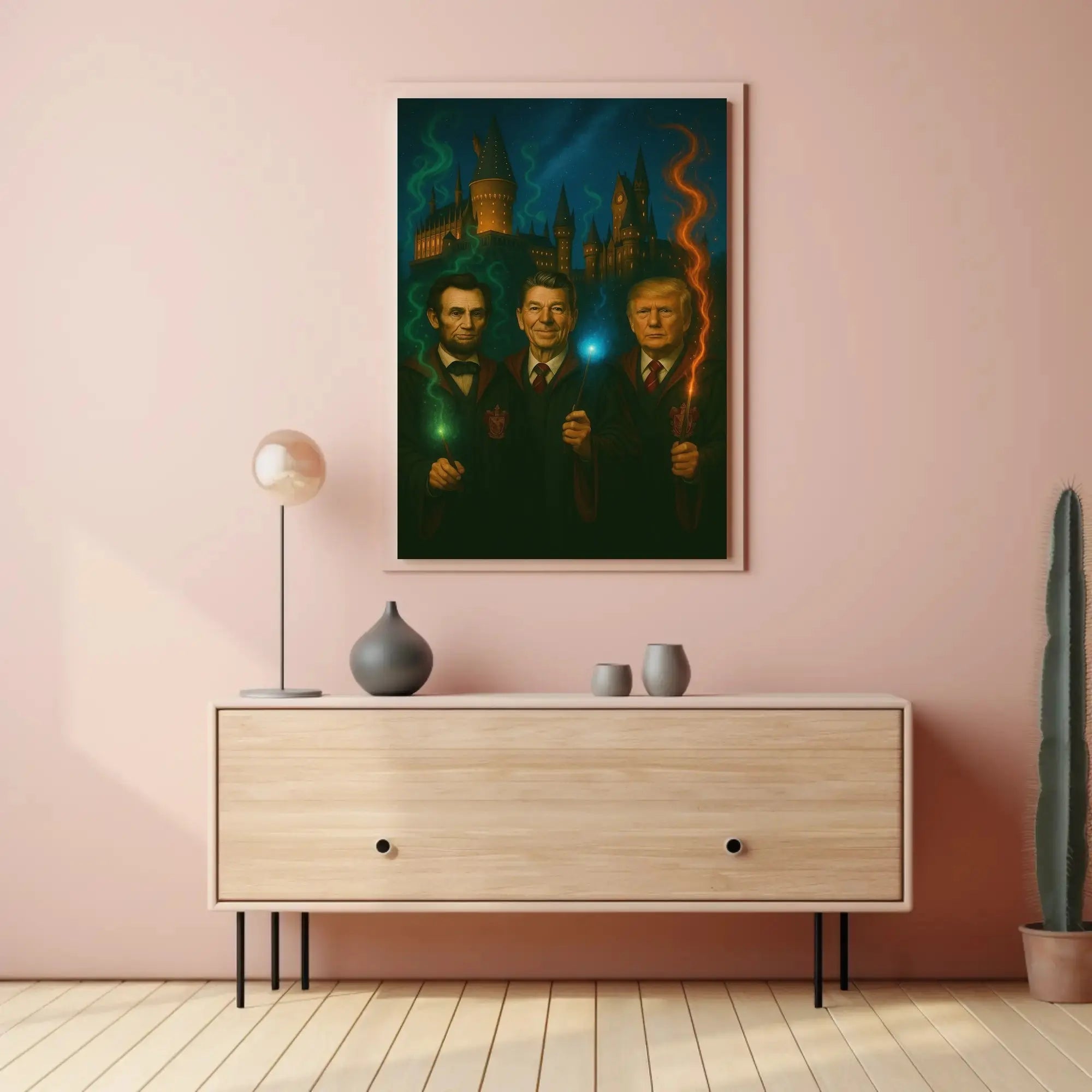 Presidents Trump Lincoln Reagan Parody Wizards Art Poster PosterGoat