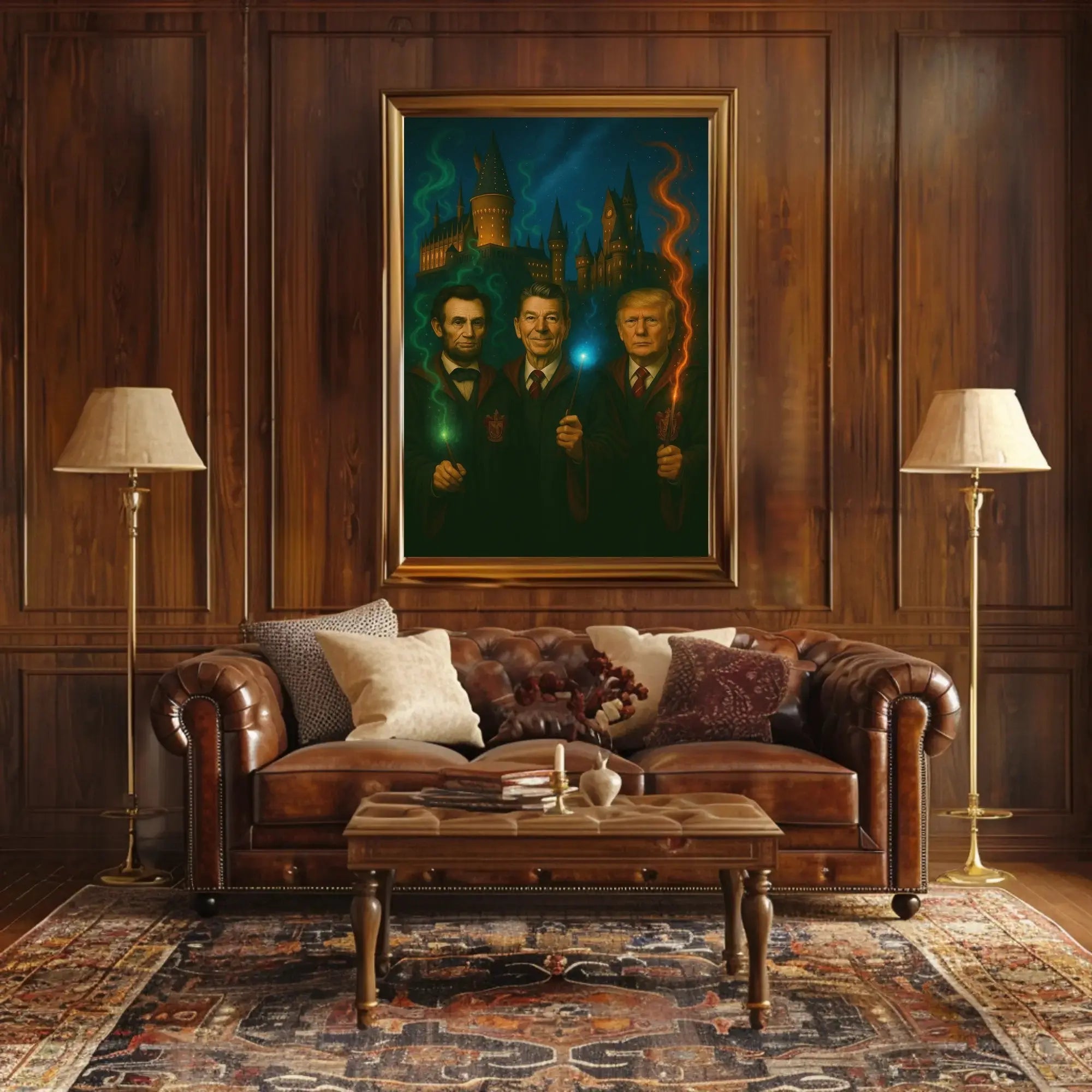 Presidents Trump Lincoln Reagan Parody Wizards Art Poster PosterGoat
