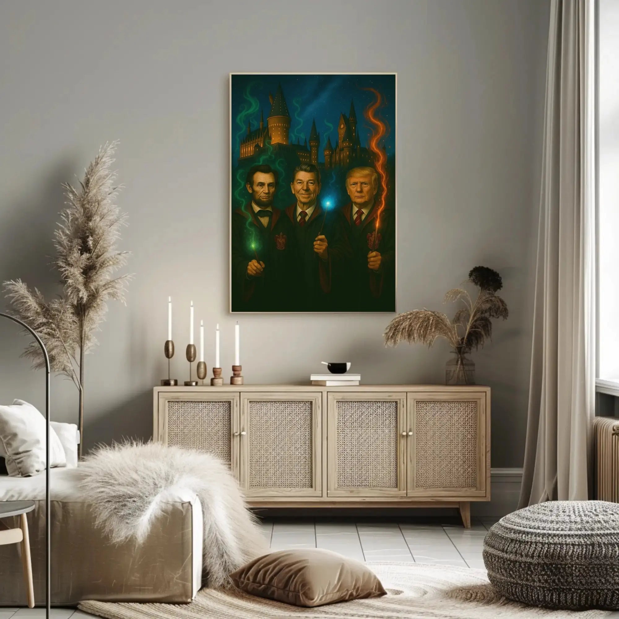 Presidents Trump Lincoln Reagan Parody Wizards Art Poster PosterGoat