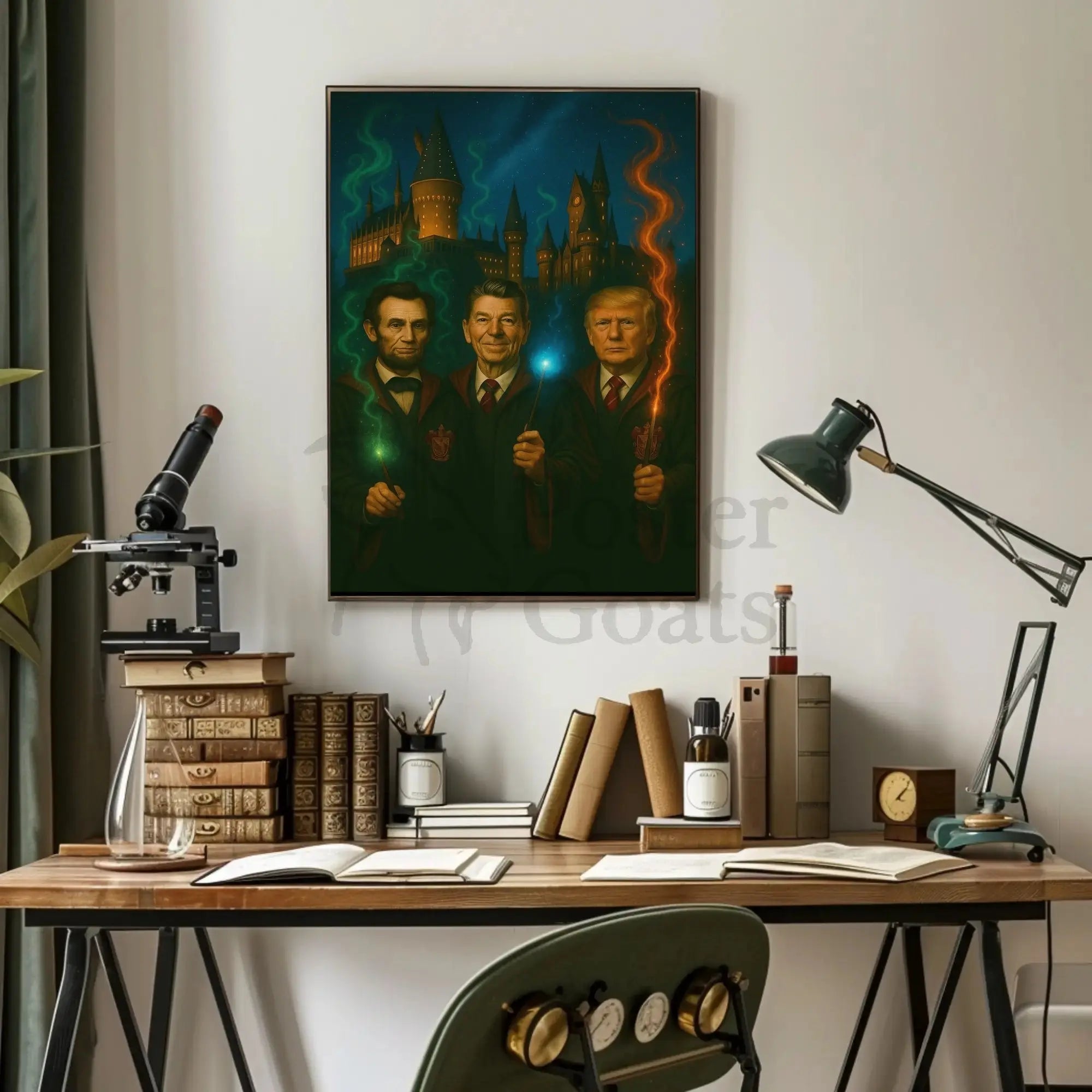 Presidents Trump Lincoln Reagan Parody Wizards Art Poster PosterGoat