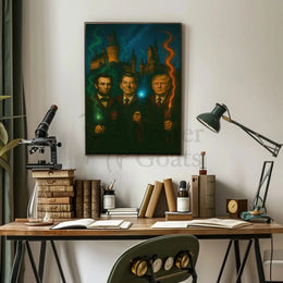 Presidents Trump Lincoln Reagan Parody Wizards Art Poster PosterGoat