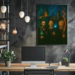Presidents Trump Lincoln Reagan Parody Wizards Art Poster PosterGoat