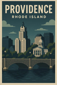 Providence Skyline Vintage Art Deco Travel Poster PosterGoat