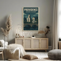 Providence Skyline Vintage Art Deco Travel Poster PosterGoat