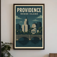 Providence Skyline Vintage Art Deco Travel Poster PosterGoat