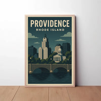 Providence Skyline Vintage Art Deco Travel Poster PosterGoat