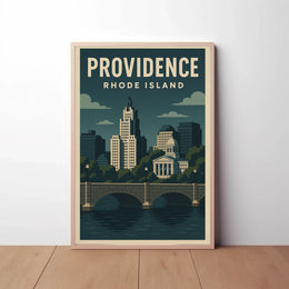 Providence Skyline Vintage Art Deco Travel Poster PosterGoat