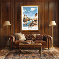 Pskov Cityscape with Iconic Russian Church Cultural Poster PosterGoat