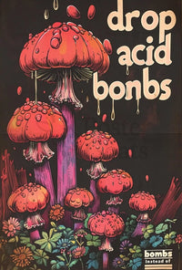 Psychedelic Anti-War Red Mushrooms Artistic Pop Culture Poster PosterGoat
