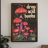Psychedelic Anti-War Red Mushrooms Artistic Pop Culture Poster PosterGoat