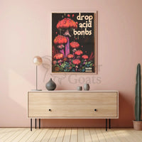 Psychedelic Anti-War Red Mushrooms Artistic Pop Culture Poster PosterGoat