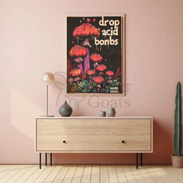 Psychedelic Anti-War Red Mushrooms Artistic Pop Culture Poster PosterGoat
